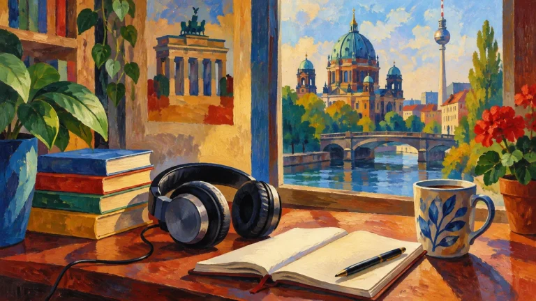Painted illustration for The Best Podcasts to Learn German(Beginners to Advanced Level)