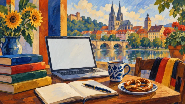 Painted illustration for 10 Best Websites to Learn German
