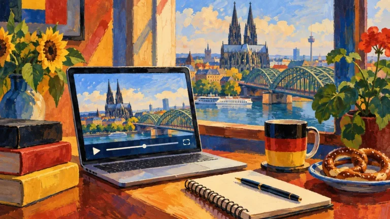 Painted illustration for Best Resources to Learn German in Videos