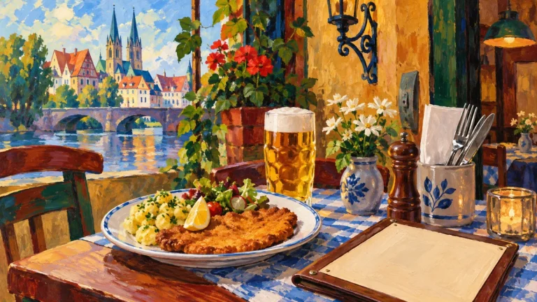 Painted illustration for What to say in a Restaurant in Germany