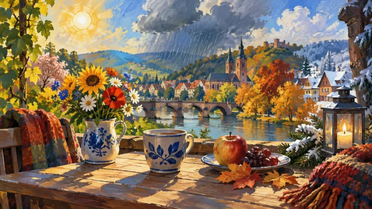 Painted illustration for 16 German Phrases to Talk about Weather and Seasons