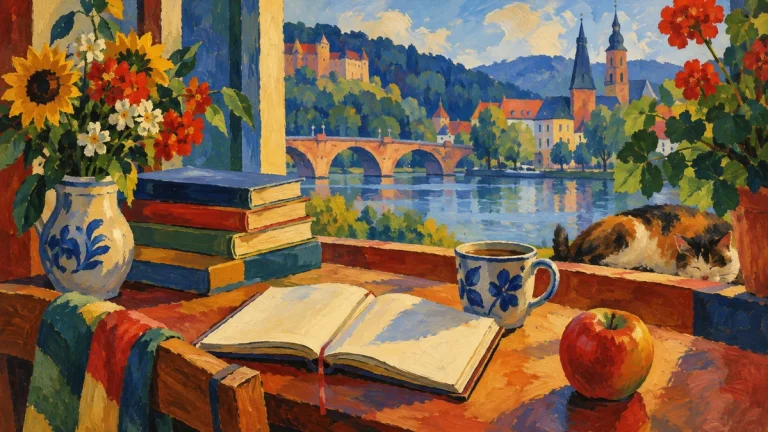Painted illustration for 5 Short German Poems with English Translations