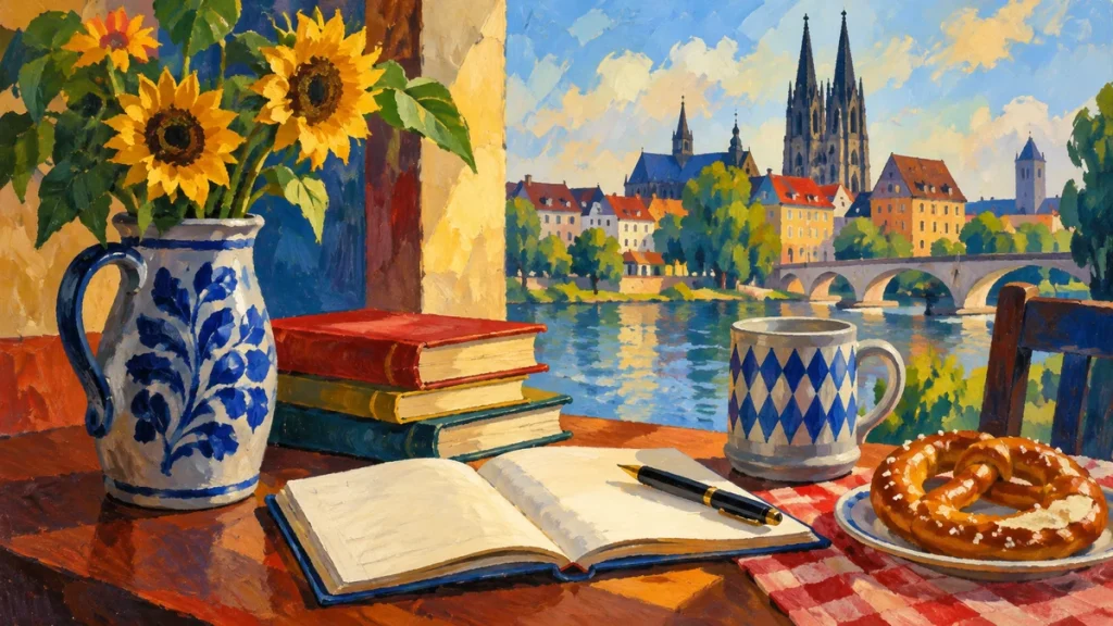 Painted illustration for A Quick Guide to German Pronunciation and Alphabet