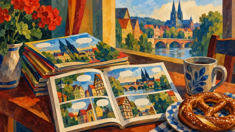 Painted illustration for 10 Best Comics to Learn German