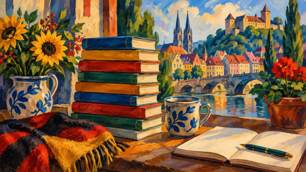 Painted illustration for 12 German Novels for Learners (+ 2 extra!)