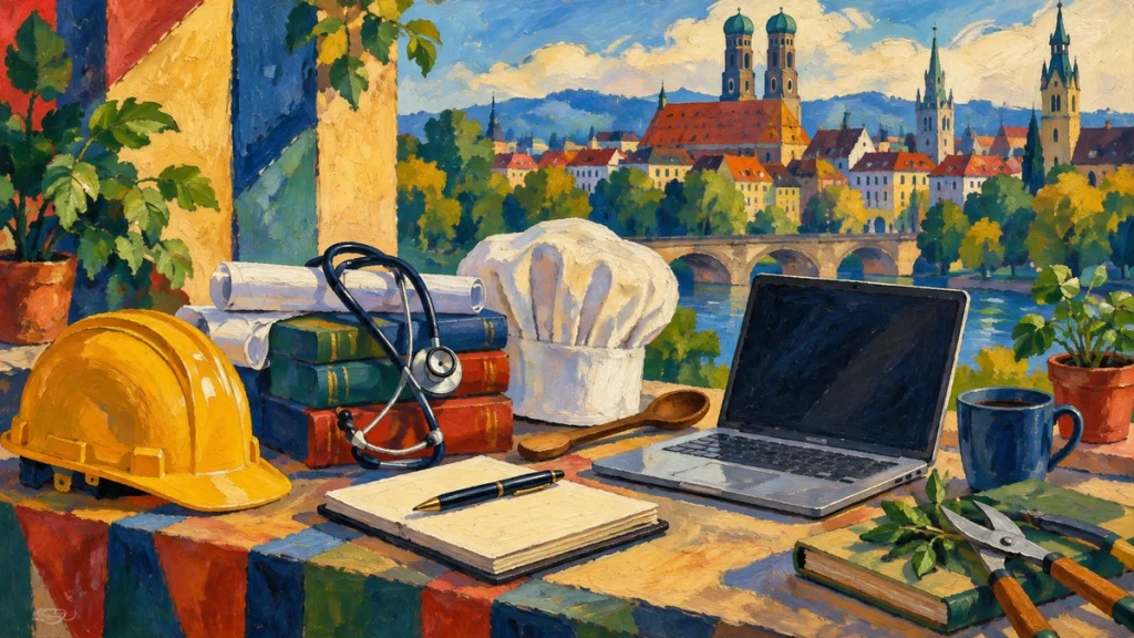 Painted illustration for German Vocabulary for Jobs and Everything Career-Related!