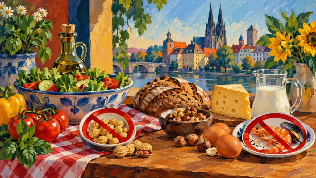Painted illustration for German Vocabulary for Food Preferences and Allergies