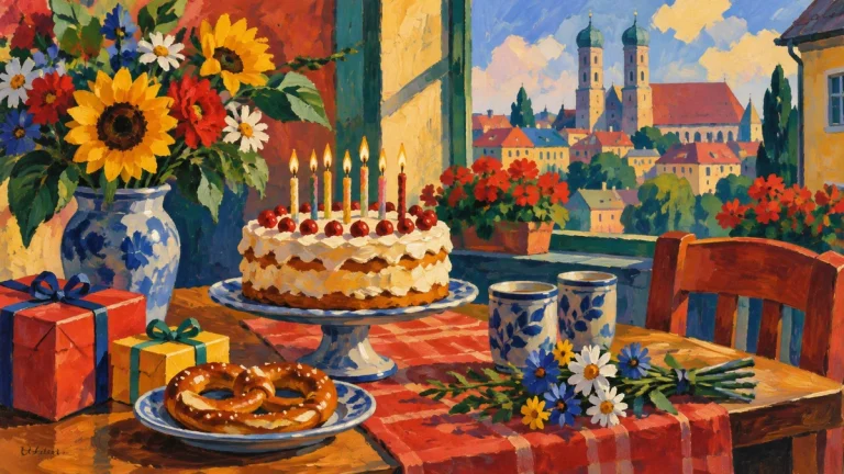 Painted illustration for German Birthday Greetings and Traditions