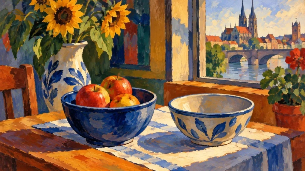 Painted illustration for Definite and Indefinite Articles in German
